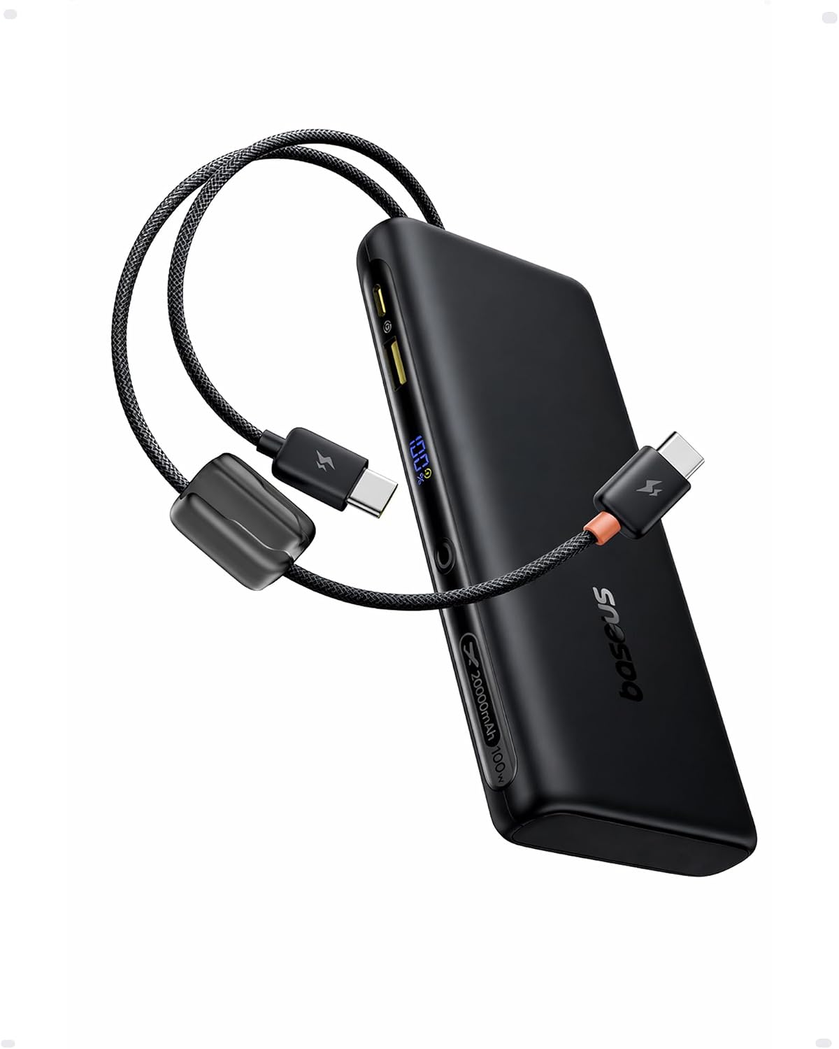 BASEUS BANCO DE ENERGÍA DE 100 W, 20000 MAH, CARGADOR PORTÁTIL PARA PORTÁTIL CON CABLES DOBLES USB-C INTEGRADOS, CARGA - 1