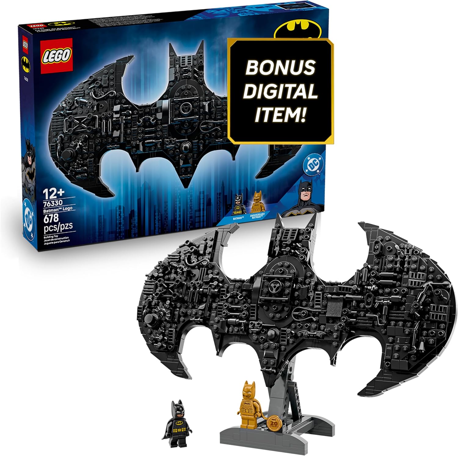LEGO DC BATMAN: JUEGO DE CONSTRUCCIÓN DEL LOGO DE BATMAN - DECORACIÓN DE SUPER HÉROES PARA DORMITORIO DE NIÑOS, NIÑOS - 1