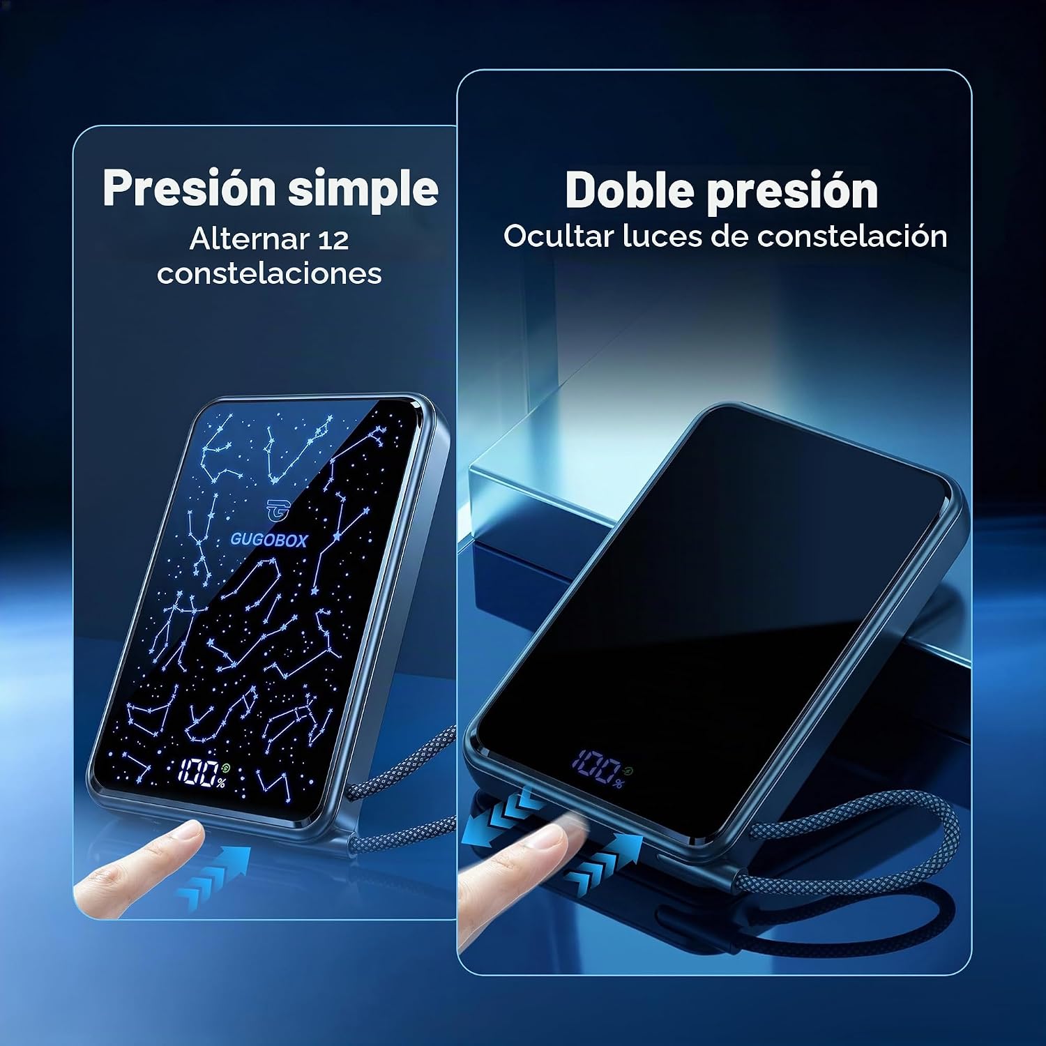 PARA MAGSAFE POWER BANK 10000MAH, PANTALLA LED DEL ZODIACO, CABLE - 6