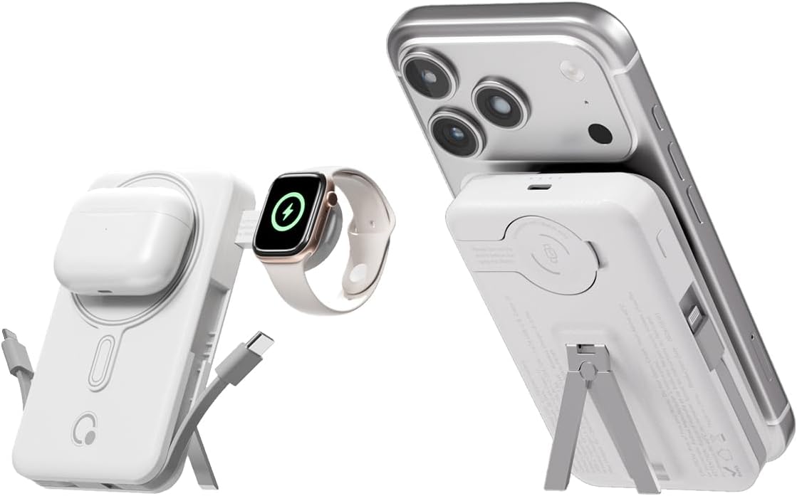 Q CARGADOR PORTÁTIL INALÁMBRICO MAGNÉTICO DE 10,000 MAH, BATERÍA EXTERNA COMPATIBLE CON IPHONE 17/16/15/14/13/12, APPLE WATCH - 1