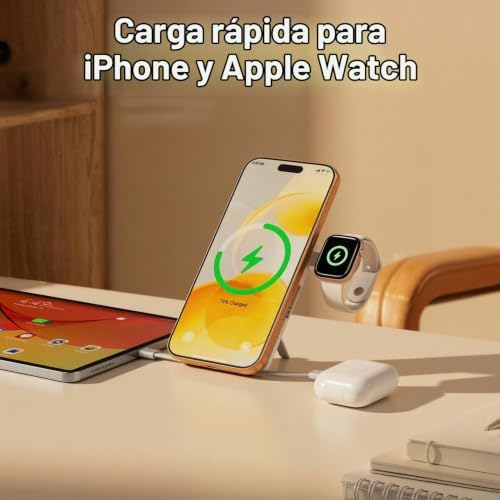 Q CARGADOR PORTÁTIL INALÁMBRICO MAGNÉTICO DE 10,000 MAH, BATERÍA EXTERNA COMPATIBLE CON IPHONE 17/16/15/14/13/12, APPLE WATCH - 6