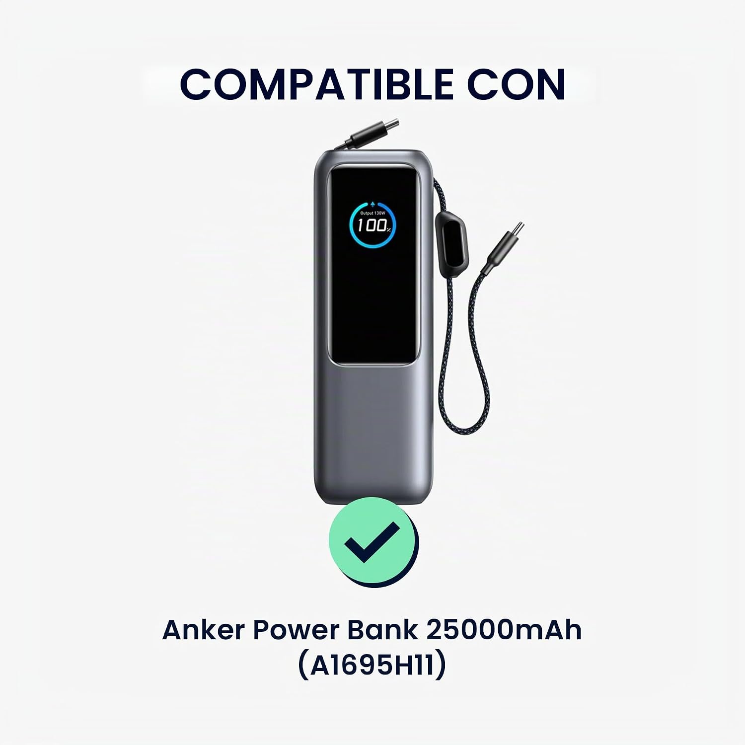 KWMOBILE FUNDA COMPATIBLE CON ANKER POWER BANK 25000MAH A1695H11 - FUNDA PORTÁTIL POWERBANK - BOLSA DE CARGADOR DE BATERÍA - 2