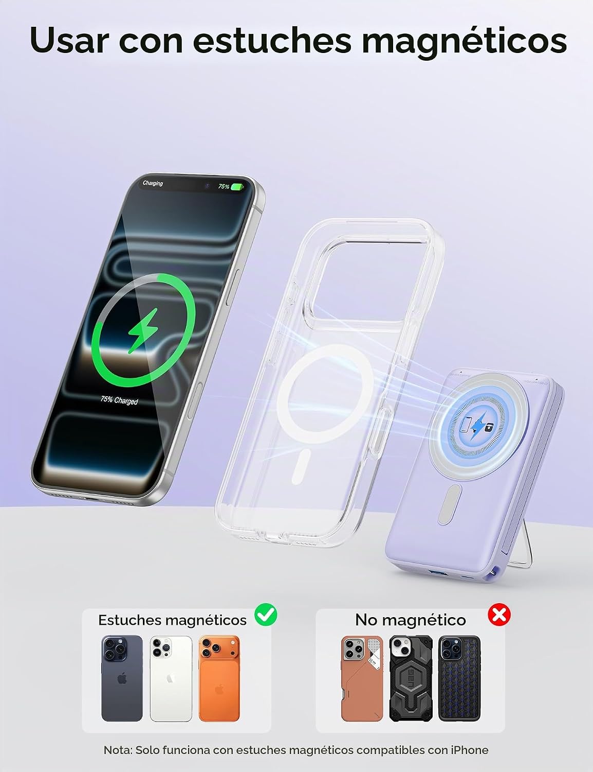 CARGADOR PORTÁTIL MAGNÉTICO 10000MAH USB-C 20W BANCO MAGNÉTICO DEL PODER - 6