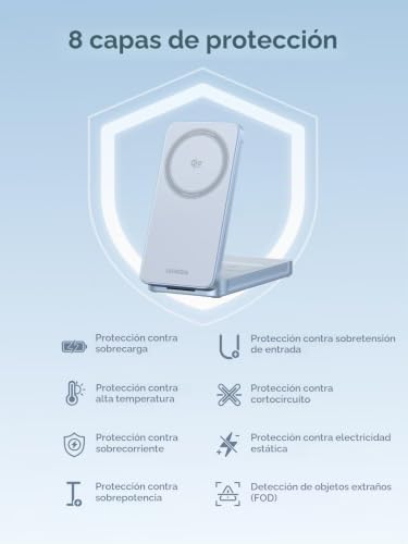 UGREEN QI2 MAGFLOW - CARGADOR INALÁMBRICO PLEGABLE 2 EN 1 DE 25 W, ALMOHADILLA DE CARGA RÁPIDA MAGSAFE PARA IPHONE - 3