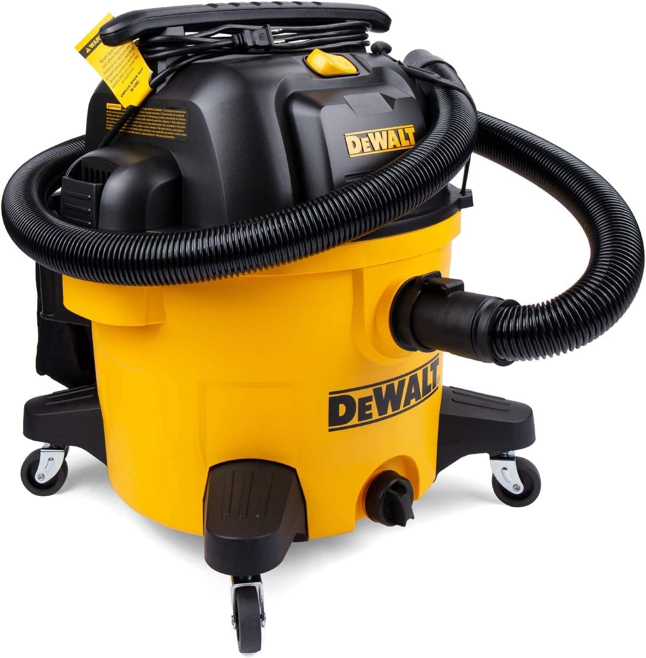 DEWALT ASPIRADORA DE TIENDA DXV09PZ DE POLIETILENO DE 9 GALONES PARA TALLER/LUGAR DE TRABAJO, COLOR AMARILLO - 1