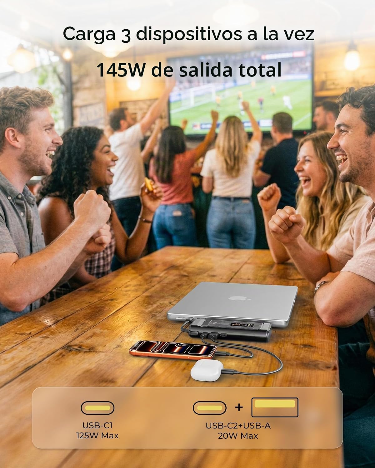 BANCO DE ENERGÍA 2026 CON LICENCIA DE LA FIFA DE 190 W 20000 MAH PARA LAPTOP, CARGADOR PORTÁTIL, 3 PUERTOS USB-C DE CARGA - 2