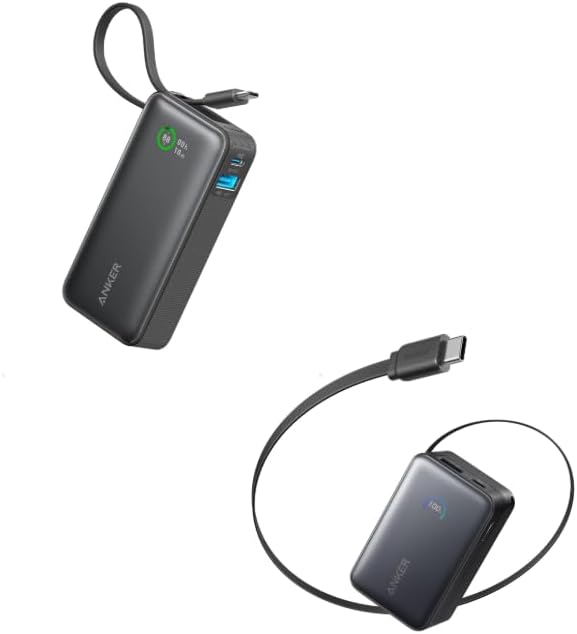ANKER NANO POWER BANK, CARGADOR PORTÁTIL DE 10,000 MAH CON CABLE USB-C INTEGRADO Y BANCO DE ENERGÍA ANKER NANO, CARGADOR - 4