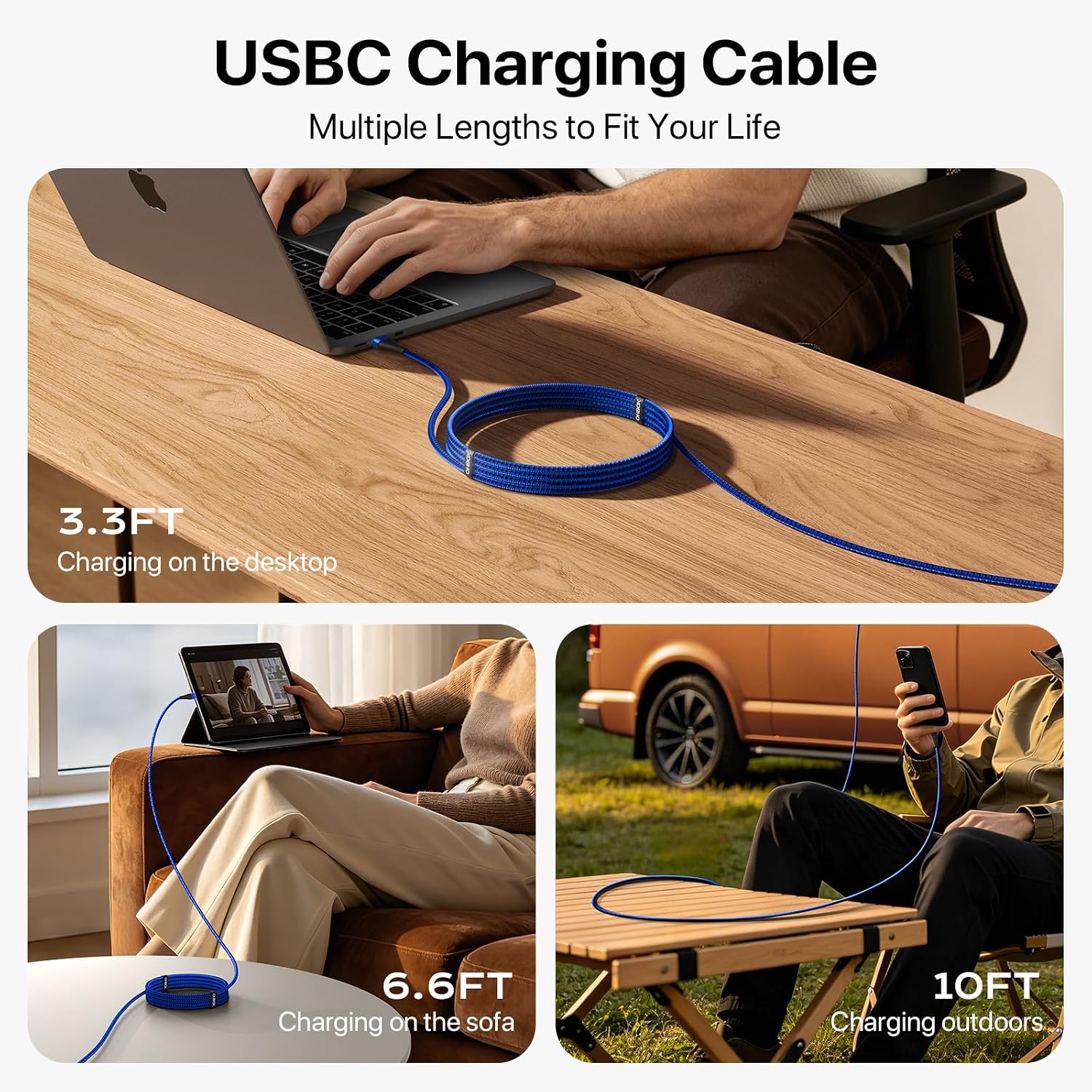 CABLE USB A USB C DE 3 PIES, PAQUETE DE 3 CABLES DE CARGA TIPO C, CABLE DE CARGA RÁPIDA, CABLE USB A A USB C CORTO - 6