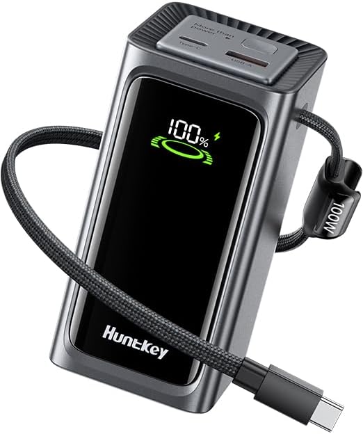 HUNTKEY POWER BANK 20000MAH, CARGADOR DE BATERÍA PORTÁTIL DE 100 W, BATERÍA PARA IPHONE, POWERBANK DE CARGA RÁPIDA - 6