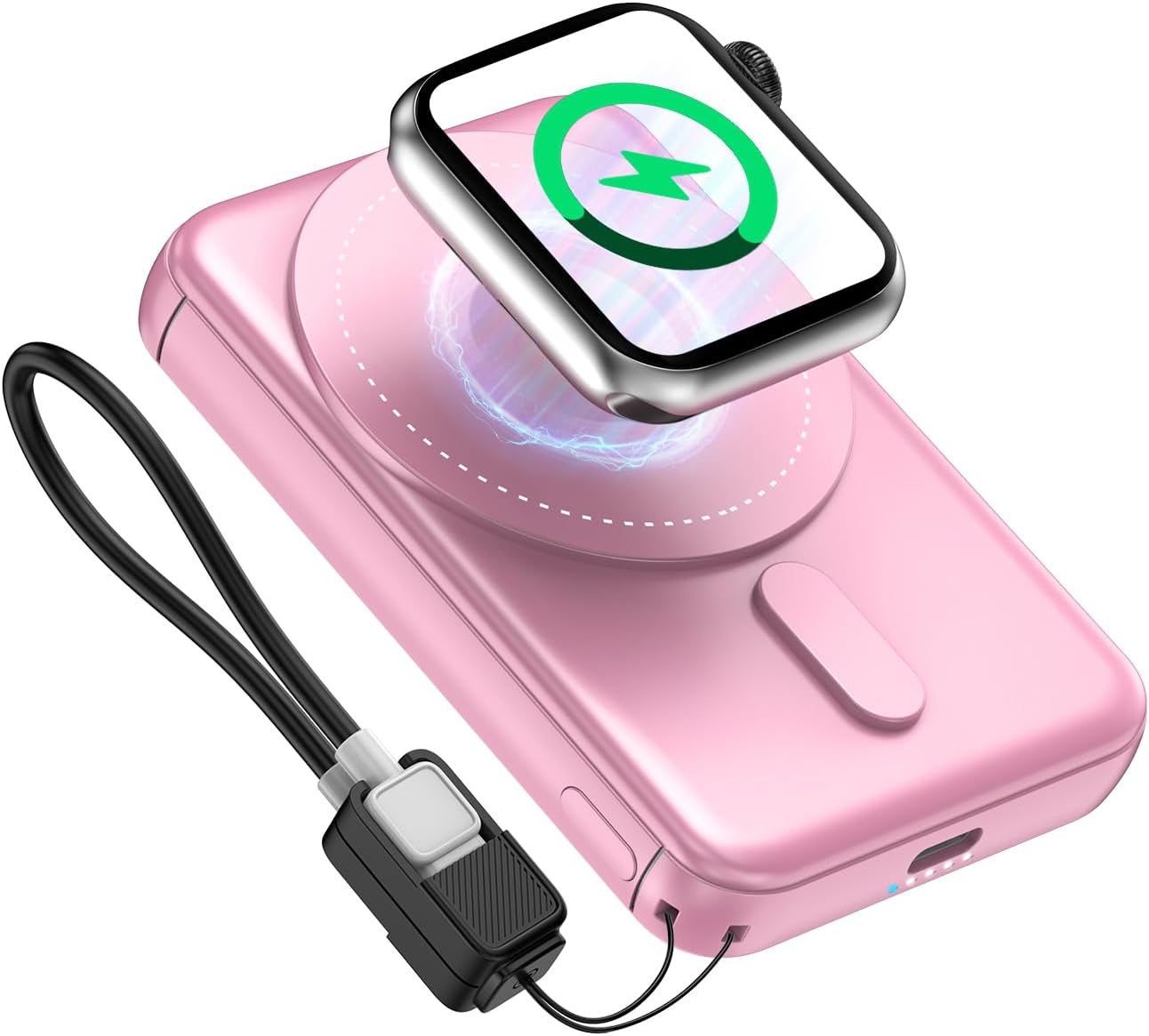 SIXTHGU CARGADOR PORTÁTIL MAGNÉTICO, BANCO DE ENERGÍA INALÁMBRICO 3 EN 1 PARA BATERÍA MAGSAFE DE 5000 MAH, CARGA RÁPIDA - 1