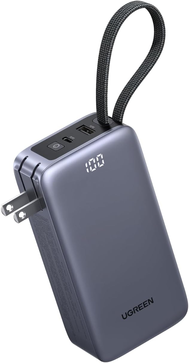 UGREEN 3-EN-1 10000MAH 45W BANCO DE ENERGÍA CON CARGADOR DE PARED PLEGABLE - 1