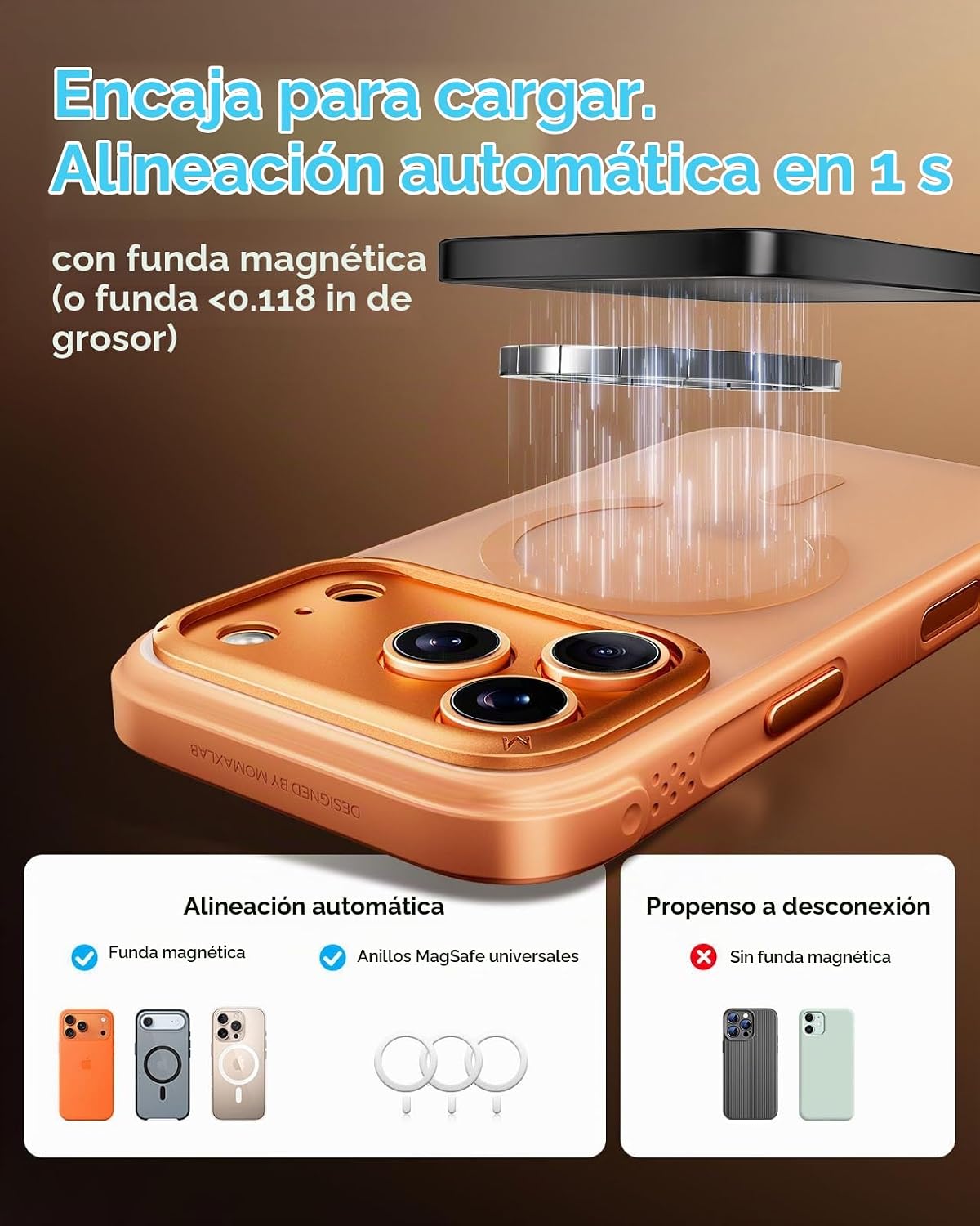 MOMAX BANCO MAGNÉTICO DEL PODER DE QI2, CARGADOR PORTÁTIL DELGADO 5000MAH - 6
