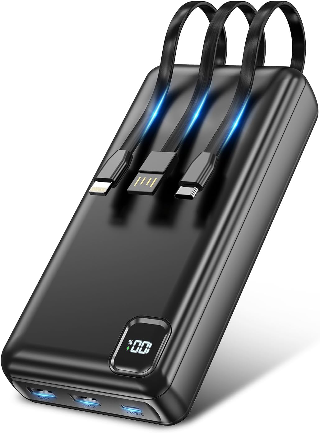 CARGADOR PORTÁTIL DE 50000 MAH, PD DE 22.5 W DE CARGA RÁPIDA CON CABLES INTEGRADOS, PAQUETE DE BATERÍA EXTERNA USB-C - 1