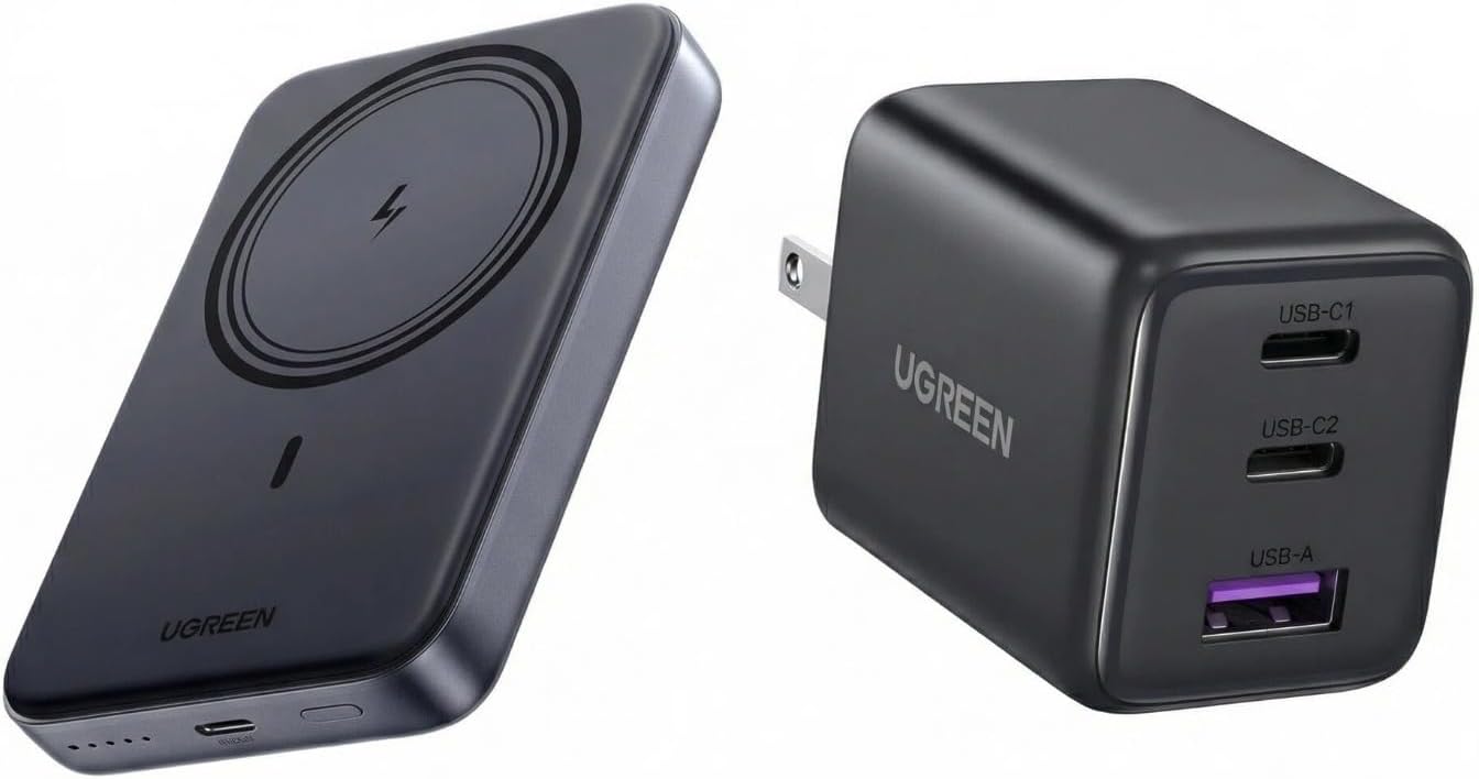UGREEN BANCO DE ENERGÍA MAGNÉTICO 10000MAH BUNDLE CON 30W USB C GAN CARGADOR DE PARED MAGNÉTICO INALÁMBRICO PD 20W Y 3 - 1