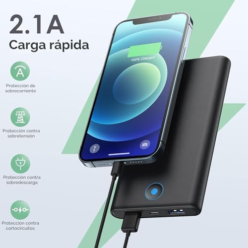 PAQUETE DE 2 CARGADOR PORTÁTIL DE 20000 MAH, BATERÍA DE CARGA RÁPIDA ULTRADELGADA CON SALIDAS USB DUALES, CARGADOR - 6