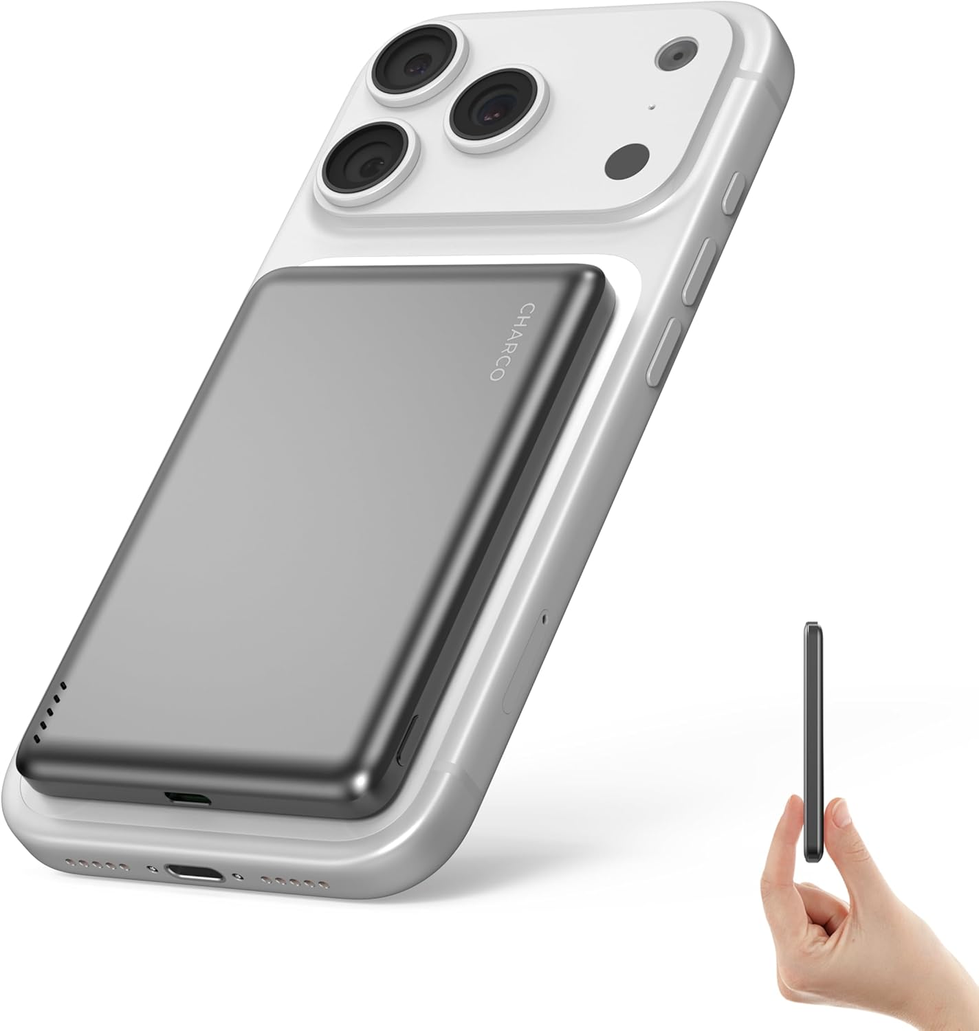 CHARCO CARGADOR PORTÁTIL INALÁMBRICO, BATERÍA MAGNÉTICA DE 5000 MAH PD20W PARA CARGA RÁPIDA MAGSAFE, DELGADO Y LIGERO, - 1