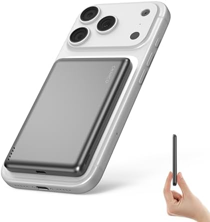 CHARCO CARGADOR PORTÁTIL INALÁMBRICO, BATERÍA MAGNÉTICA DE 5000 MAH PD20W PARA CARGA RÁPIDA MAGSAFE, DELGADO Y LIGERO, - 6