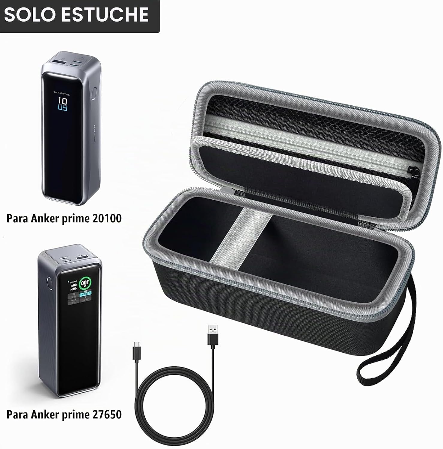 FUNDA COMPATIBLE CON ANKER PRIME POWER BANK 27,650MAH 250W Y 20,100MAH 220W CARGADOR PORTÁTIL DE 3 PUERTOS, ESTACIÓN - 2