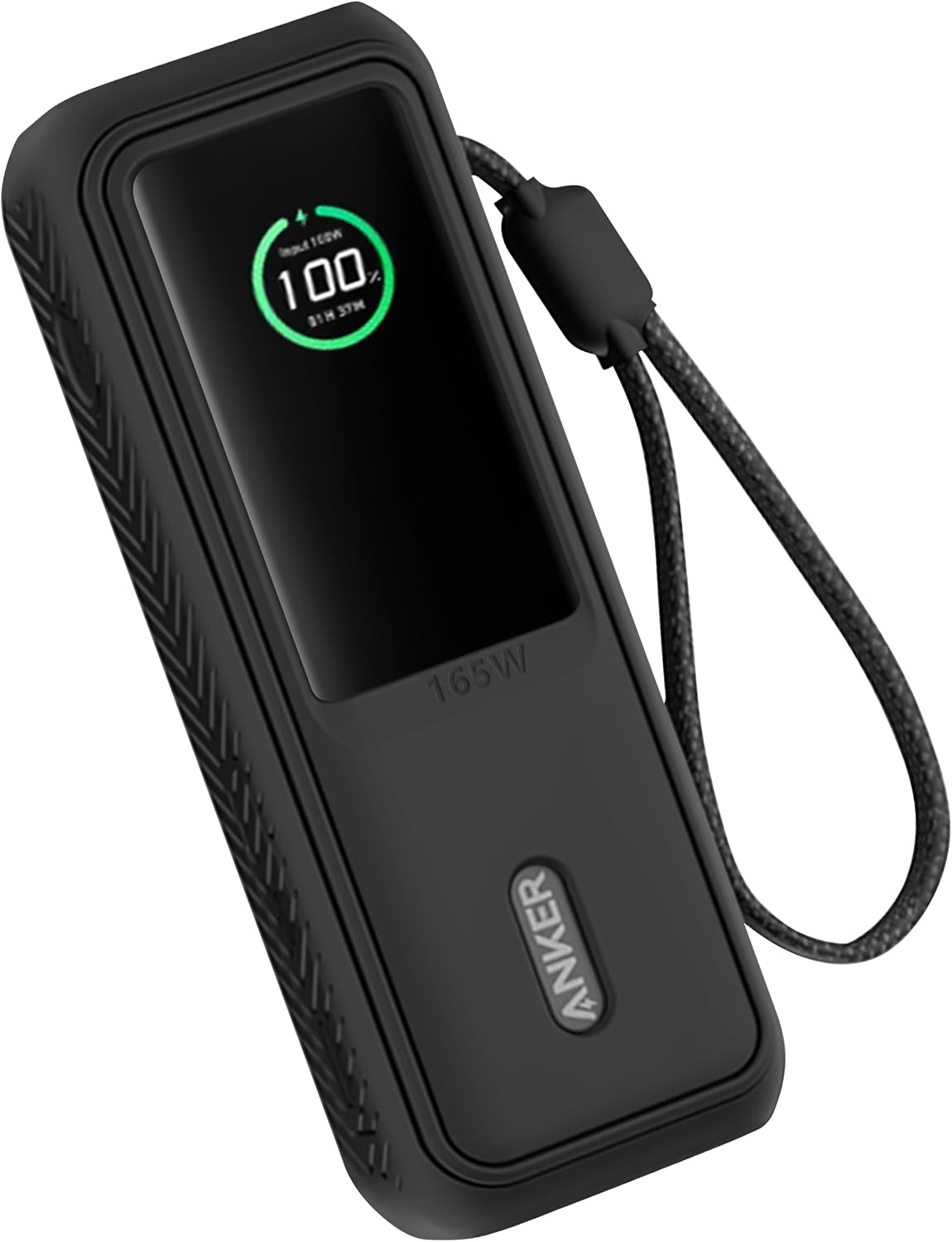 GEIOMOO FUNDA DE SILICONA SUAVE PARA PORTÁTIL ANKER POWER BANK 25000MAH, CUBIERTA FLEXIBLE RESISTENTE A LOS ARAÑAZOS NEGRO - 1