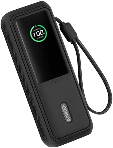GEIOMOO FUNDA DE SILICONA SUAVE PARA PORTÁTIL ANKER POWER BANK 25000MAH, CUBIERTA FLEXIBLE RESISTENTE A LOS ARAÑAZOS NEGRO - 6