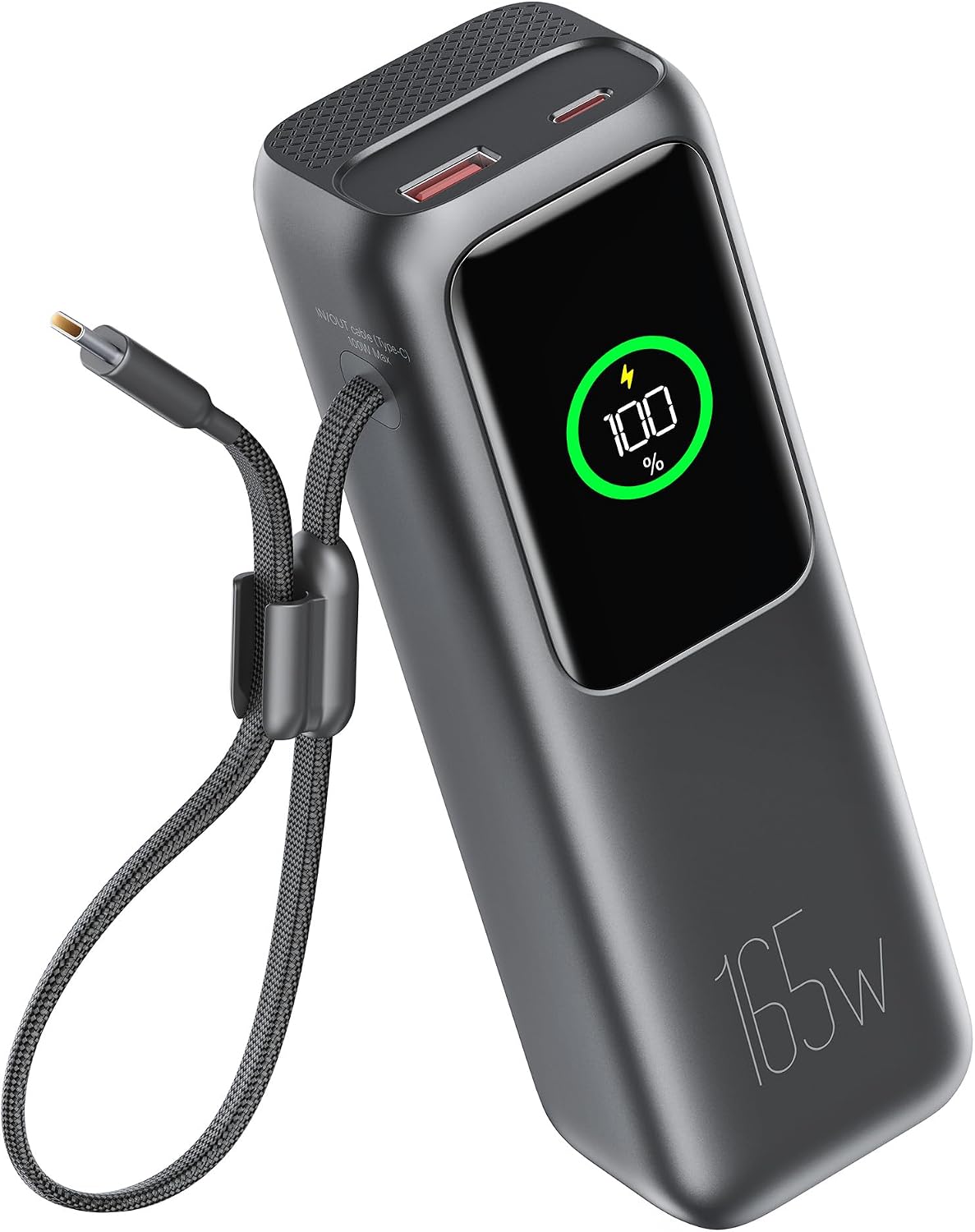 CARGADOR PORTÁTIL PARA LAPTOP, 27000 MAH, 165 W, CON CABLE INTEGRADO, BATERÍA CON PUERTOS DUALES Y PANTALLA DIGITAL, CARGA - 1
