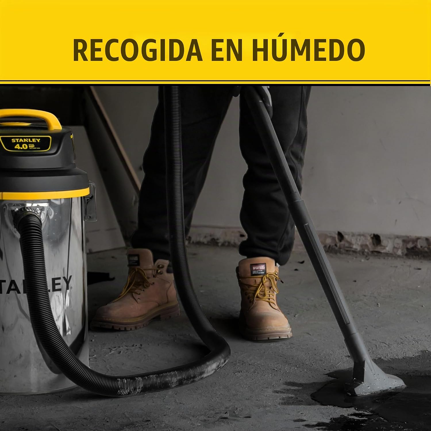STANLEY ASPIRADORA EN SECO HÚMEDO, 4.5 GALONES 4HP MONTADO EN LA PARED SHOP VAC,26 LIMPIEZA RANGO TANQUE DE ACERO - 2