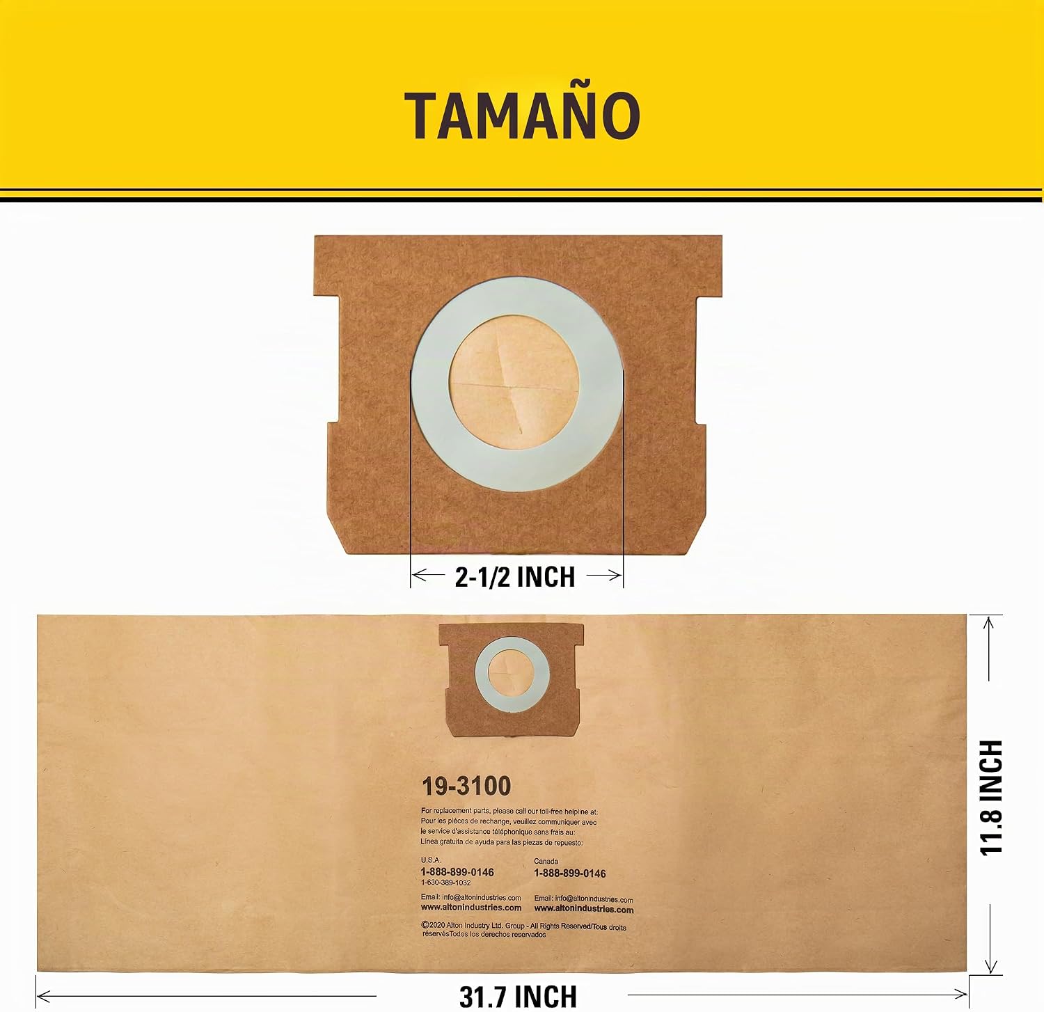 STANLEY BOLSA DE FILTRO 19-3100, PARA ASPIRADORA HÚMEDA/SECA DE 5-8 GALONES, COMPATIBLE CON STANLEY SL18115 SL18115P SL18116 - 2