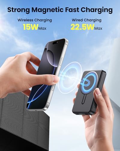 PARA MAGSAFE PAQUETE DE BATERÍAS, CARGADOR PORTÁTIL MAGNÉTICO DE 10000 MAH, CARGADOR DE ENERGÍA PD DE 22.5 W, CARGA RÁPIDA, - 5
