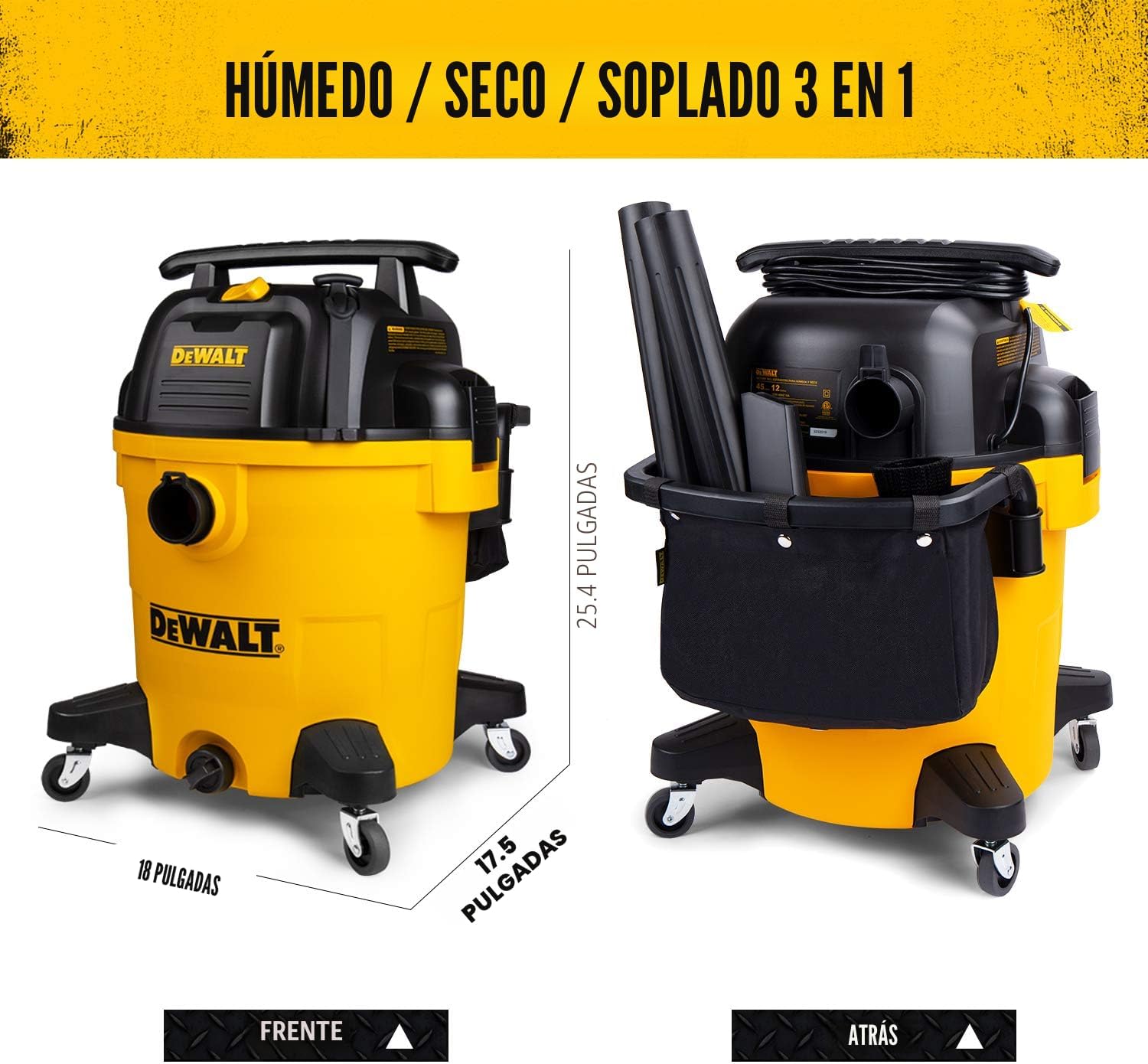 DEWALT ASPIRADORA HÚMEDA/SECA DE POLIÉSTER DE 12 GALONES, ASPIRADORA DE TALLER DE 5.5 HP, ASPIRADORA HÚMEDA PARA TALLER, - 2