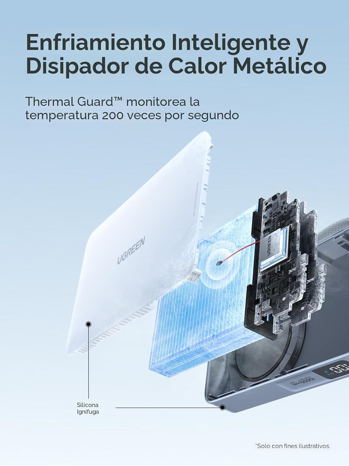 UGREEN MAGFLOW 10000MAH QI2 25W WIRELESS POWER BANK CABLE INCORPORADO - 6