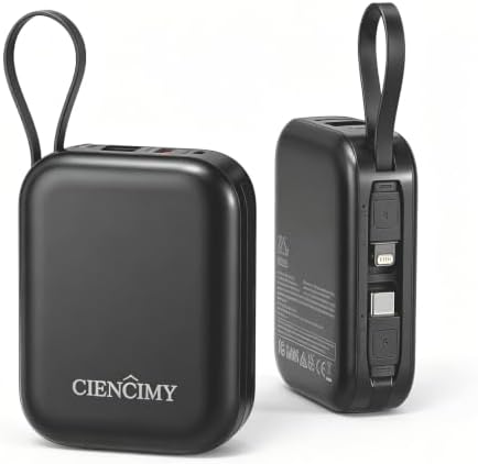 BANCO DE ENERGÍA DE 10000 MAH CON LIGHTNING Y USB C INTEGRADOS, CARGA RÁPIDA DE 22.5 W, PANTALLA DIGITAL LED, CARGADOR - 6
