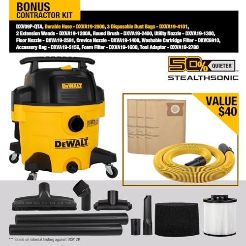 DEWALT STEALTHSONIC - ASPIRADORA DE POLIETILENO ULTRA SILENCIOSA DE 9 - 6