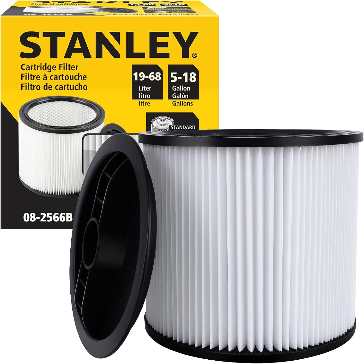 STANLEY 08-2566B FILTROS DE ALTA EFICIENCIA PARA ASPIRADORA SHOP VAC, FILTRO DE CARTUCHO DE REPUESTO PARA LA MAYORÍA - 1