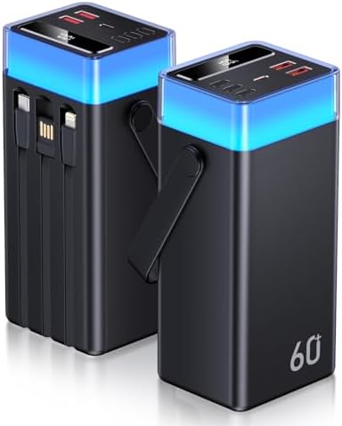 CARGADOR PORTÁTIL POWER BANK 60000MAH, 22.5W PAQUETE DE BATERÍAS DE CARGA RÁPIDA - 6