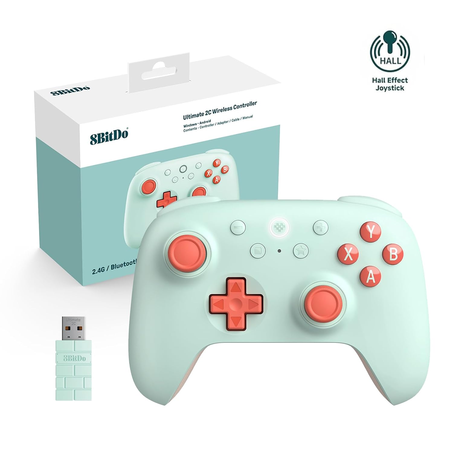 8BITDO ULTIMATE 2C WIRELESS CONTROLLER FOR WINDOWS PC Y ANDROID, HALL EFFECT JOYSTICKS AND TRIGGERS, PC CONTROLLER WITH 1000 - 1
