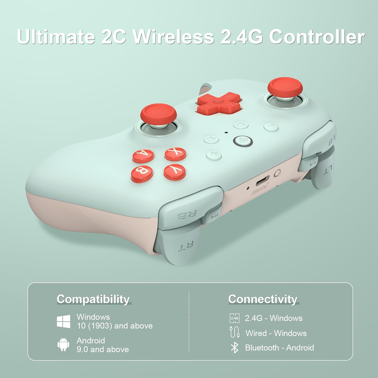 8BITDO ULTIMATE 2C WIRELESS CONTROLLER FOR WINDOWS PC Y ANDROID, HALL EFFECT JOYSTICKS AND TRIGGERS, PC CONTROLLER WITH 1000 - 2