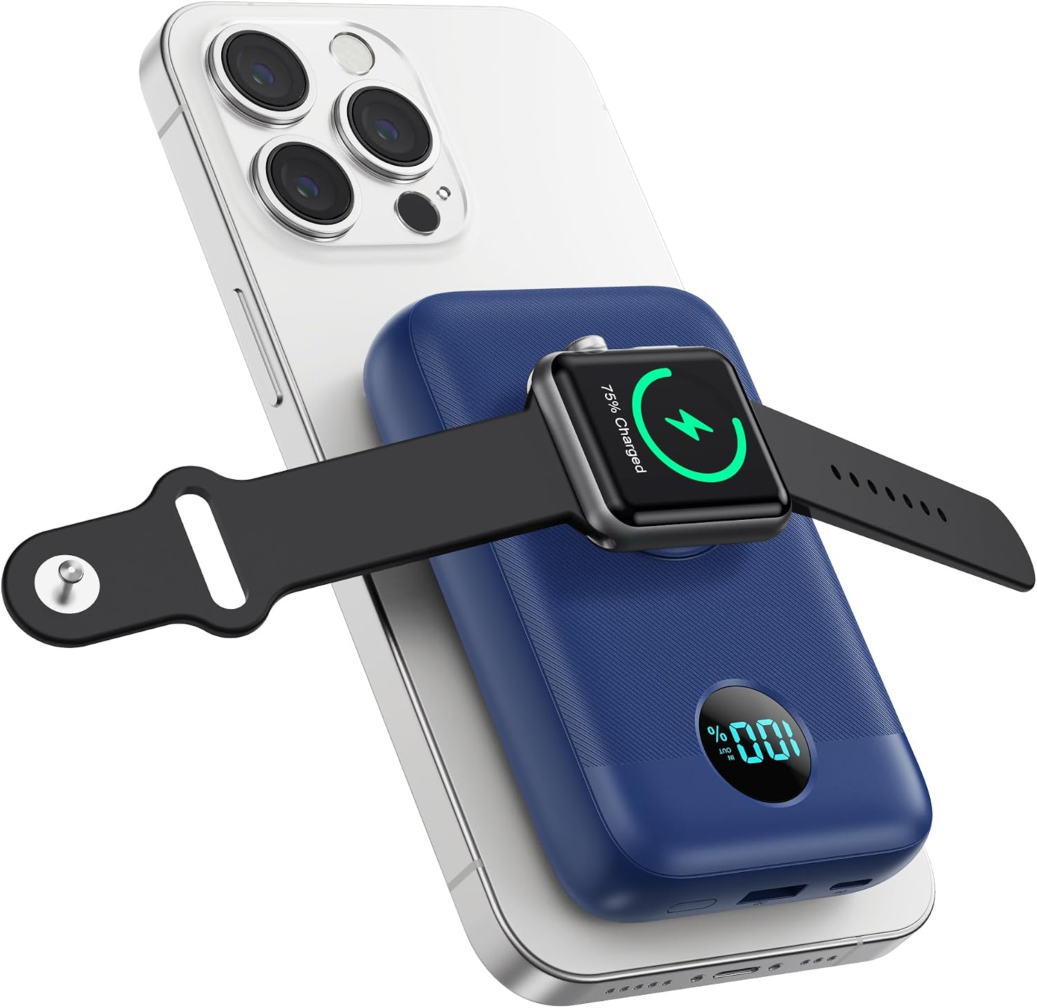 CARGADOR PORTÁTIL MAGNÉTICO CON CARGADOR DE APPLE WATCH, 10800 MAH, 25 W PD, CARGADOR DE ENERGÍA INALÁMBRICO DE CARGA - 1