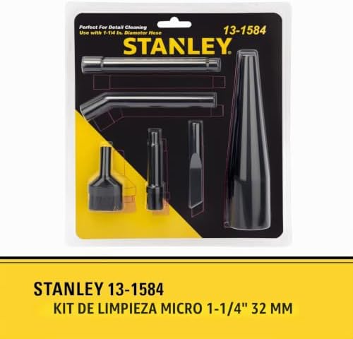 STANLEY 13-1584 KIT DE LIMPIEZA MICRO ACCESORIOS DE VACÍO PARA ASPIRADORA HÚMEDA/SECA MANGUERA DE 1-1/4 PULGADAS, PAQUETE - 5