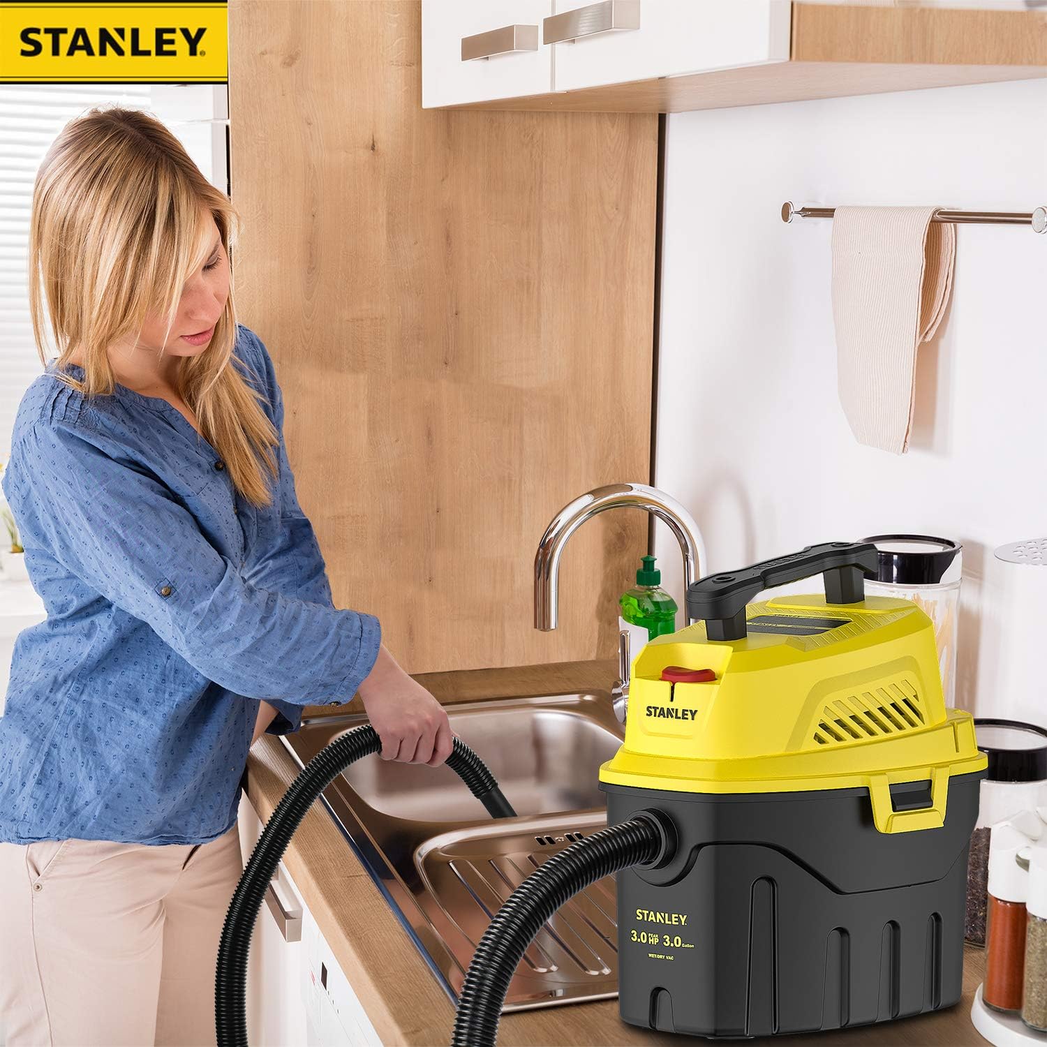 STANLEY ASPIRADORA HÚMEDA/SECA DE 3 GALONES, 3 PICOS HP POLY 2 EN 1 CON POTENTE SUCCIÓN, ASPIRADORA PORTÁTIL PARA TIENDA - 2