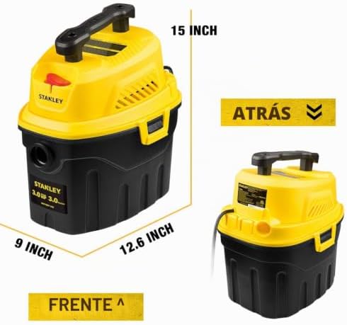 STANLEY ASPIRADORA HÚMEDA/SECA DE 3 GALONES, 3 PICOS HP POLY 2 EN 1 CON POTENTE SUCCIÓN, ASPIRADORA PORTÁTIL PARA TIENDA - 5