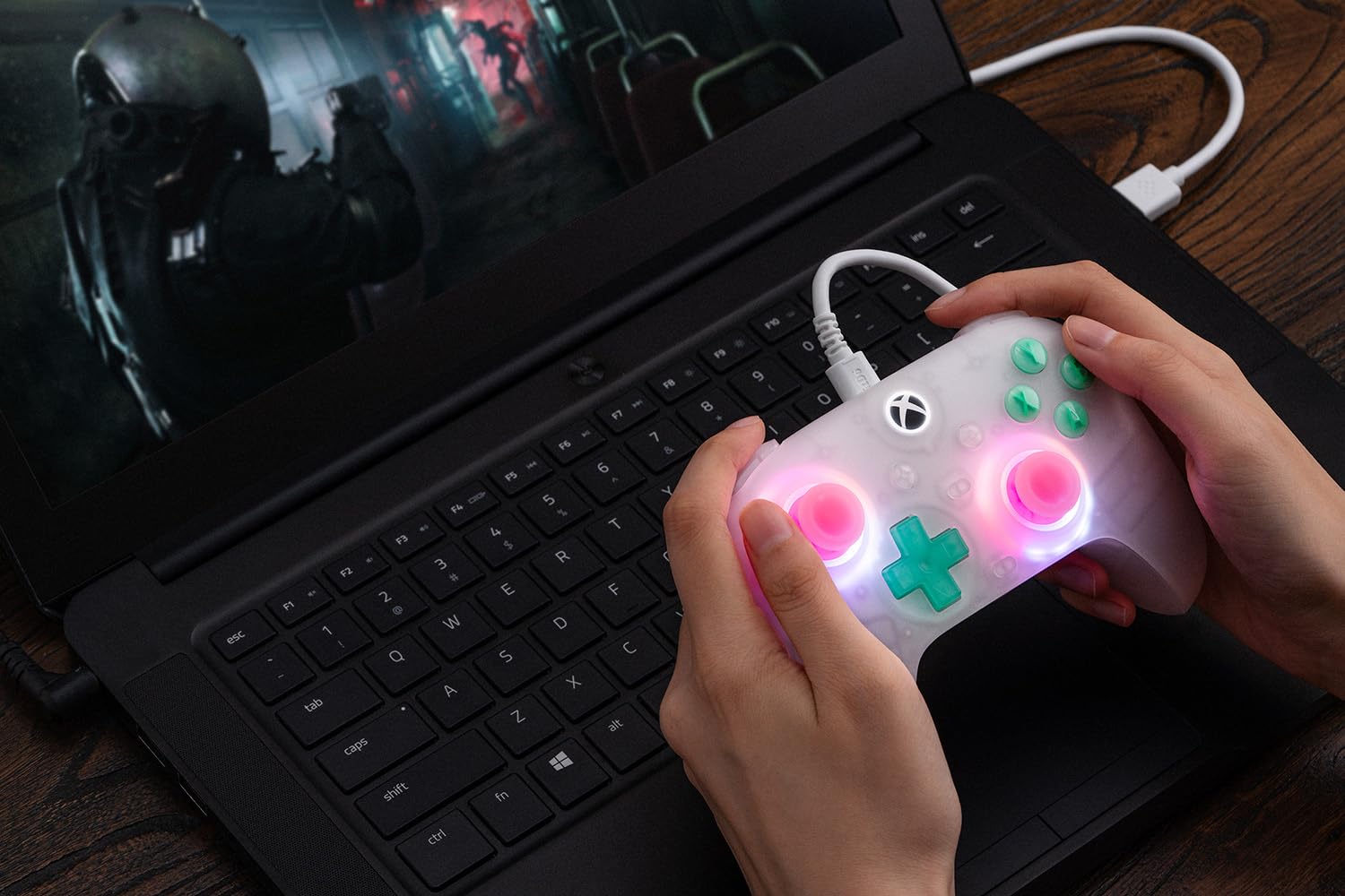 8BITDO ULTIMATE MINI WIRED CONTROLLER FOR XBOX WITH RGB LIGHTING FIRE RING, HALL EFFECT JOYSTICKS AND TRIGGERS, FOR XBOX - 6