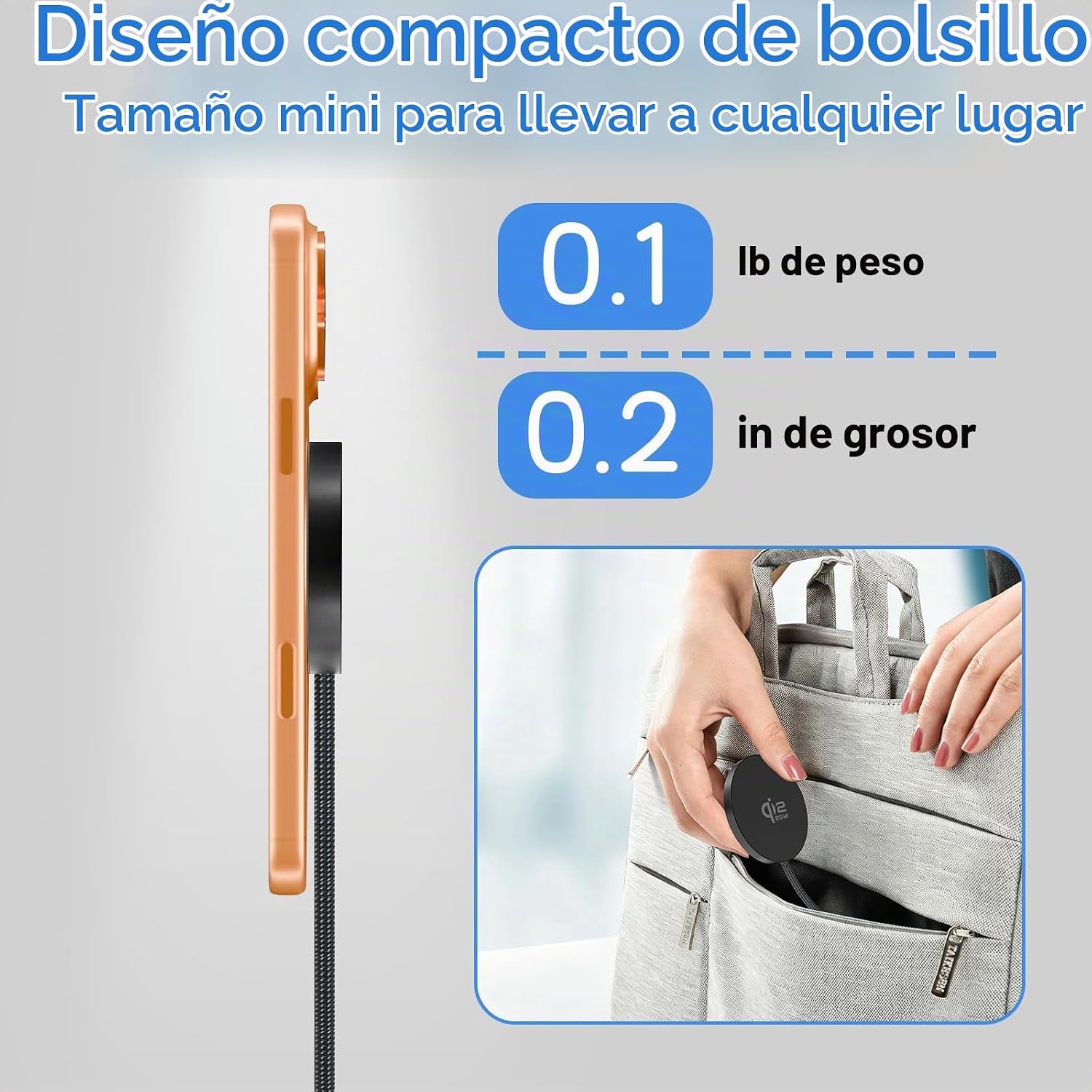 CARGADOR INALÁMBRICO MAGNÉTICO DE 25 W QI2.2 ALMOHADILLA DE CARGA RÁPIDA PARA IPHONE 17 16 15 14 13 12 PRO MAX/GALAXY S26 - 6