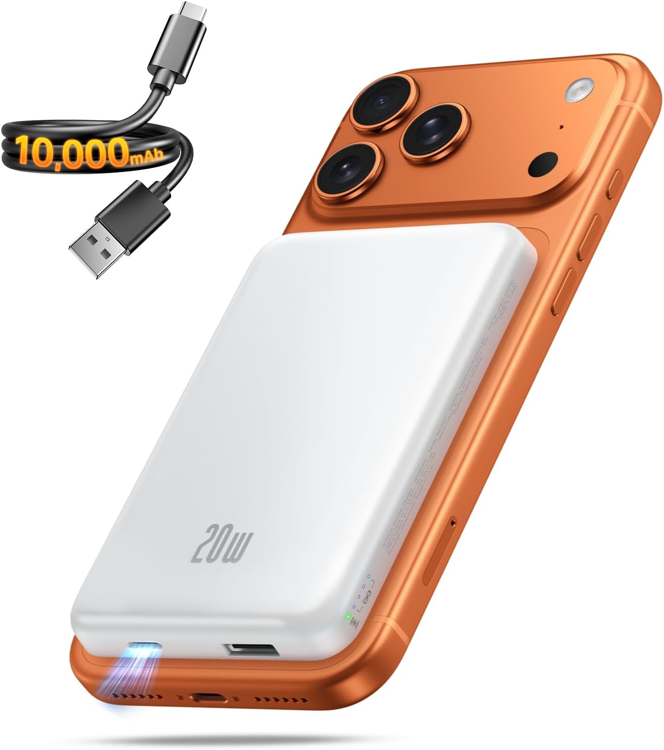 PORTABLE CHARGER FOR MAGSAFE POWER BANK, 10000MAH MAGNETIC PHONE CHARGER - 1