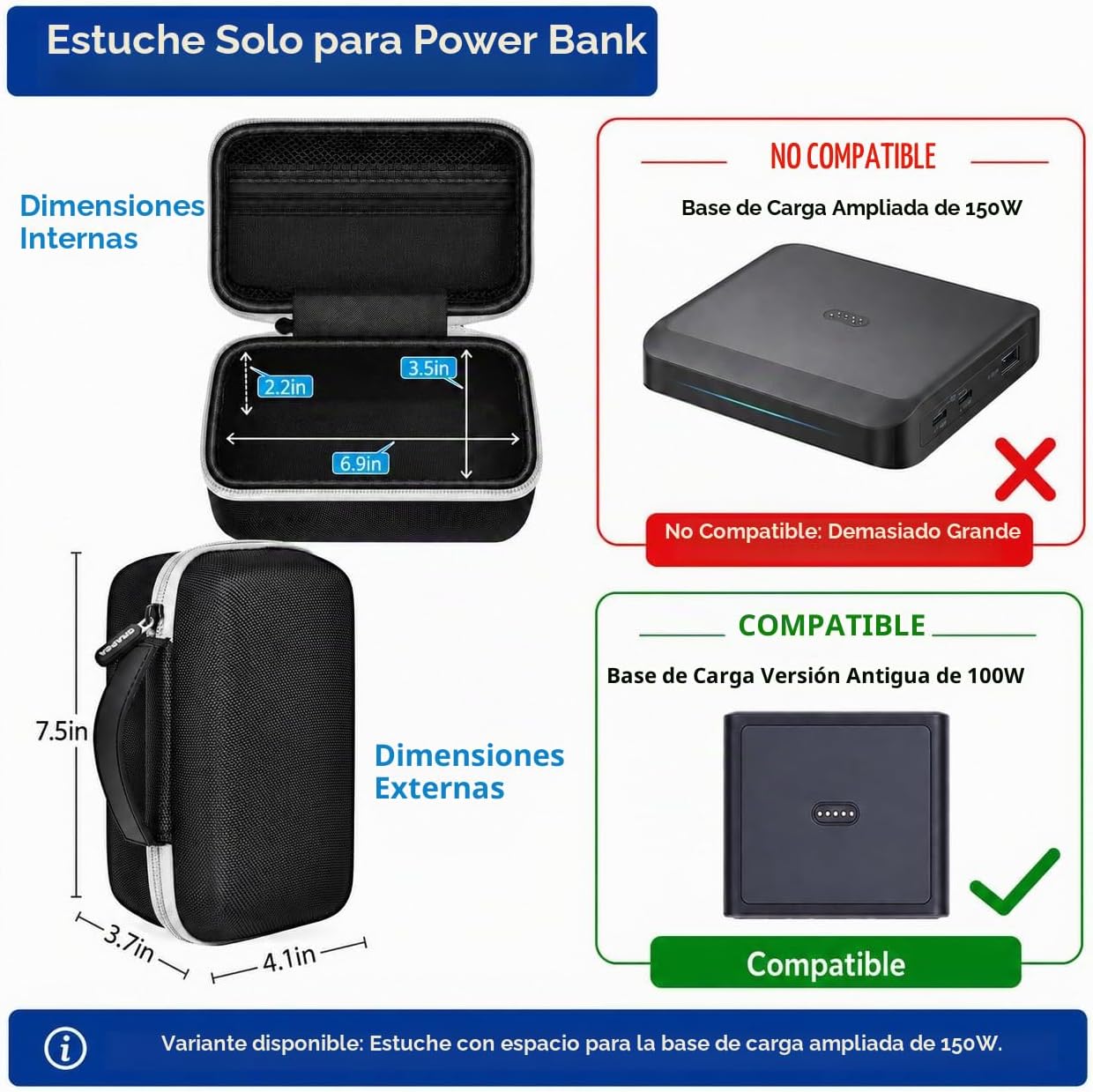 FUNDA DE BANCO DE ENERGÍA COMPATIBLE CON ANKER PRIME POWER BANK 26250 300 W / 27650/25000/24000 MAH 737 BANCOS DE ENERGÍA, - 2