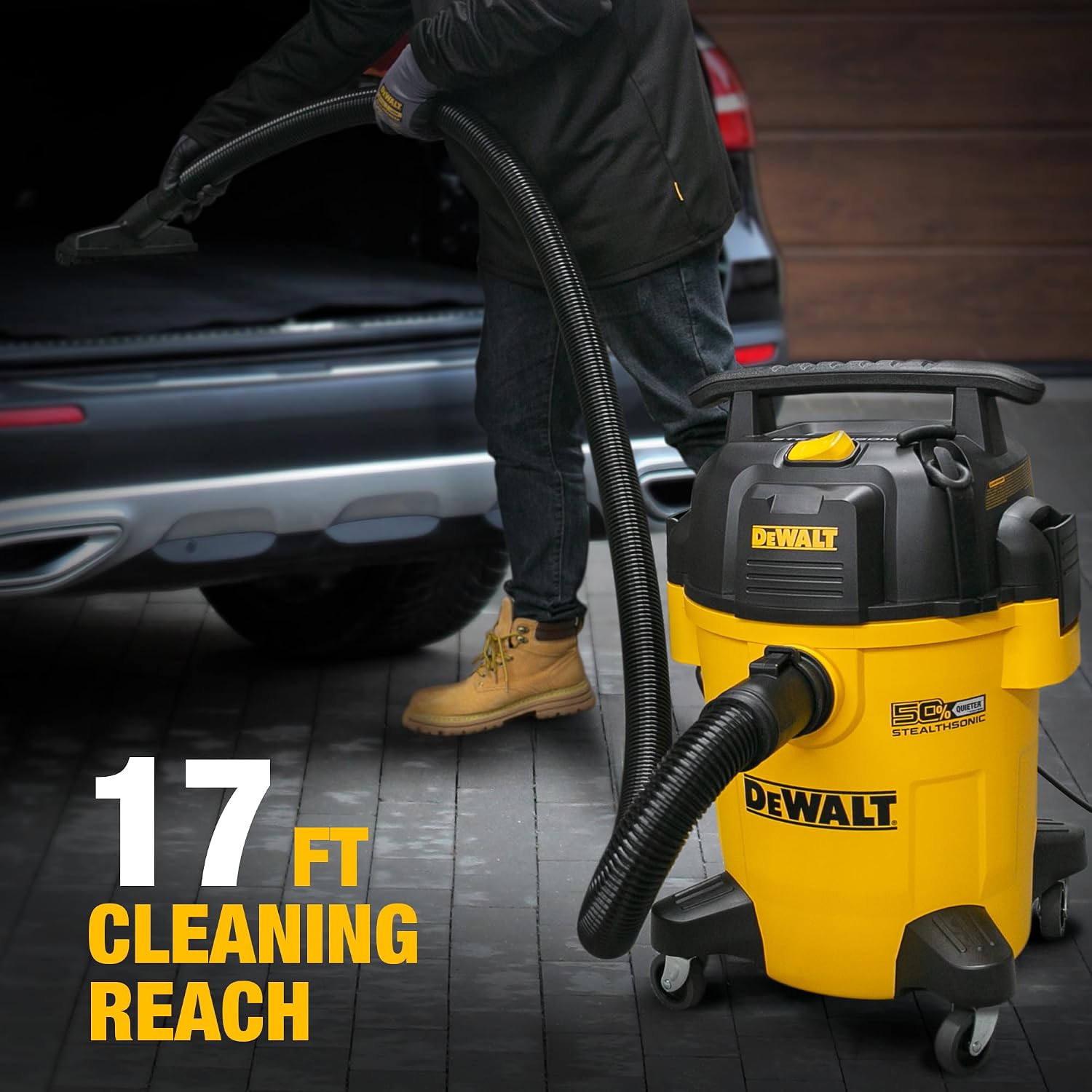 DEWALT ASPIRADORA DE TALLER STEALTHSONIC DE 6 GALONES HÚMEDA Y SECA DXV06PL-QT, ULTRA SILENCIOSA 4 HP DE POTENCIA MÁXIMA - 5