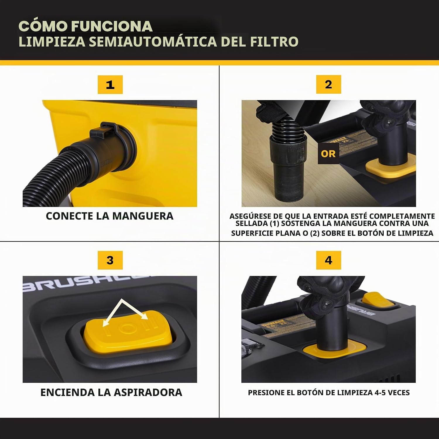 DEWALT ASPIRADORA PORTÁTIL INALÁMBRICA DE 20 V MAX DE 6 GALONES, CON POTENTE SUCCIÓN, FUNCIÓN DE SOPLADOR, ALMACENAMIENTO - 5