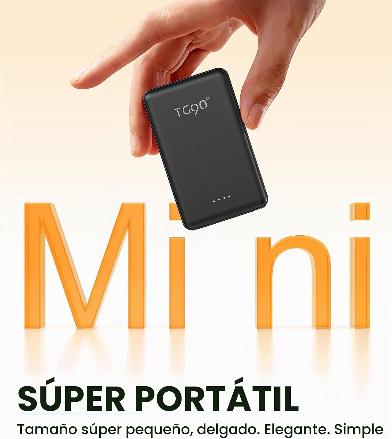 TG90 ULTRADELGADO 5000 MAH CARGADOR PORTÁTIL CON ENCHUFE DE PARED AC PLEGABLE INCORPORADO Y CABLES, BANCO DE ENERGÍA USB C - 2