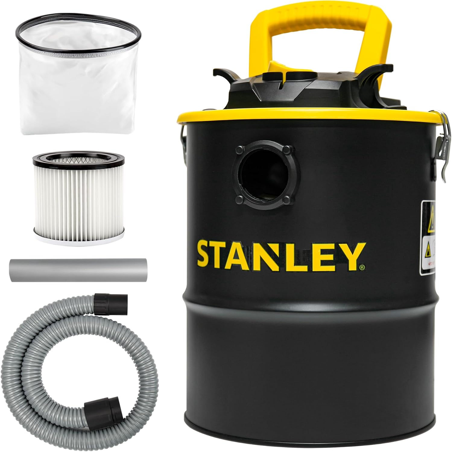 ASPIRADORA DE CENIZAS STANLEY DE 4 GALONES CON POTENTE MOTOR DE 4 HP, SUJECIÓN DE ACERO INOXIDABLE, ASPIRADORA DE TALLER - 1