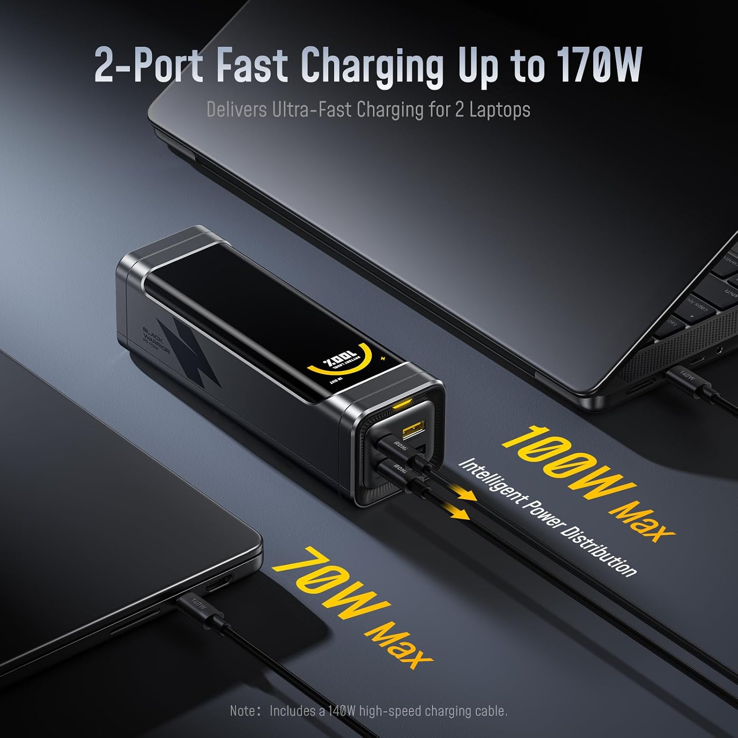 AOHI - BANCO DE ENERGÍA PARA PORTÁTIL DE 25200 MAH 170 W, SALIDA MÁXIMA DE 100 W, CARGADOR PORTÁTIL USB-C PD 3.0, COMPATIBLE - 2