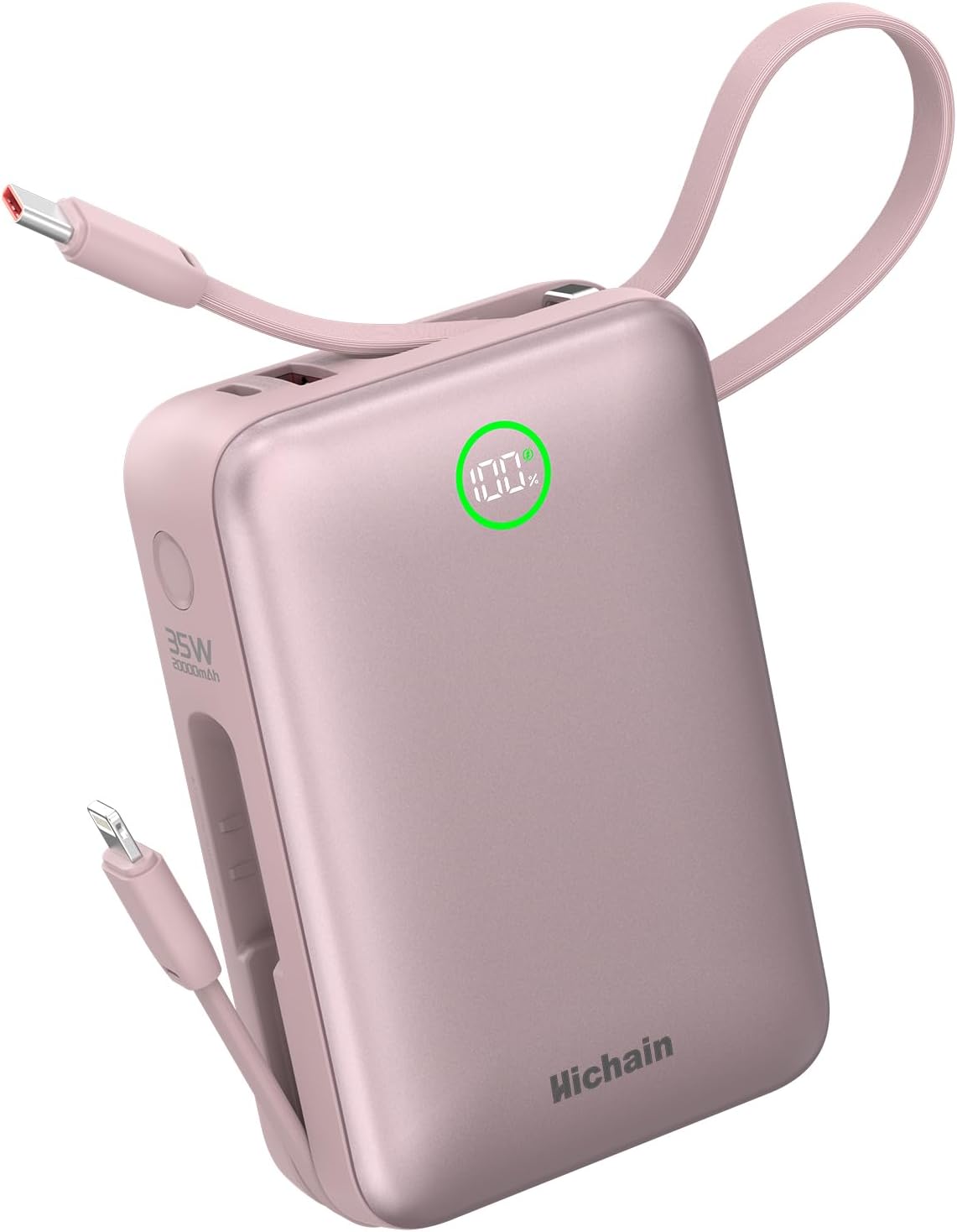 HICHAIN CARGADOR PORTÁTIL DE 20000 MAH, BANCO DE ENERGÍA DE 35 W, BATERÍA DE CARGA RÁPIDA CON CABLES DUALES, BANCO - 1